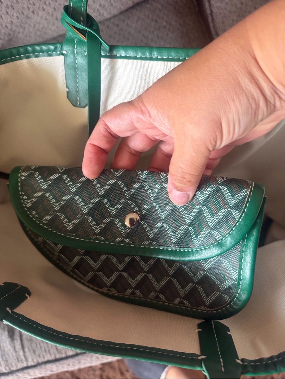 Green Geometric Tote Bag